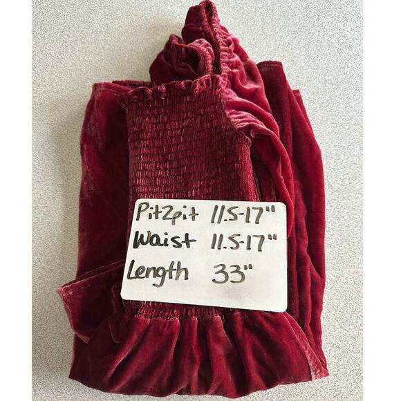 o.p.t. Sz XS Hasher Smocked Velvet Mini Dress Gathered Bell Sleeve Square Neck - Picture 10 of 15